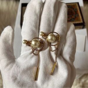 Dior Gold and Pearl Drop Earrings
